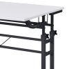 Techni Mobili Rolling Writing Desk with Height Adjustable Desktop and Moveable Shelf; White
