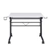 Techni Mobili Rolling Writing Desk with Height Adjustable Desktop and Moveable Shelf; White