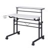 Techni Mobili Rolling Writing Desk with Height Adjustable Desktop and Moveable Shelf; White