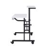 Techni Mobili Rolling Writing Desk with Height Adjustable Desktop and Moveable Shelf; White