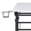 Techni Mobili Rolling Writing Desk with Height Adjustable Desktop and Moveable Shelf; White